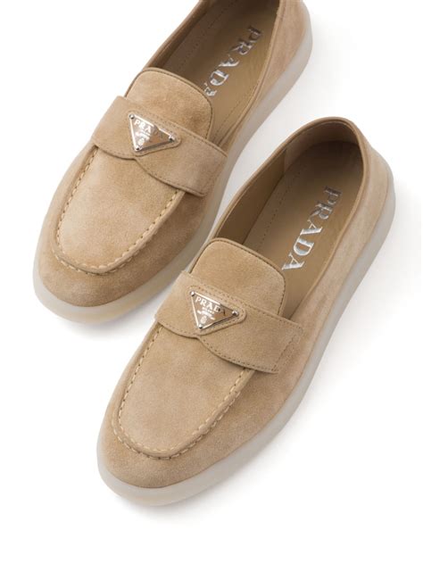 prada loafers gold|Prada suede loafer.